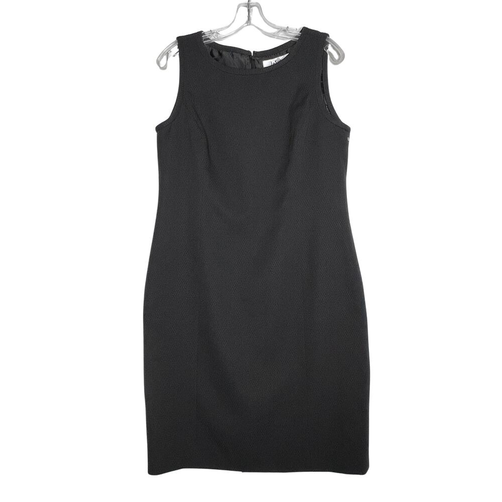 Le Suit Sleeveless Jacquard Sheath Dress Black Womens Size 10